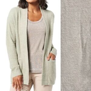 Barefoot Dreams XS Cozy Chic Lite Zip Pocket Cardigan Open Front Jacket